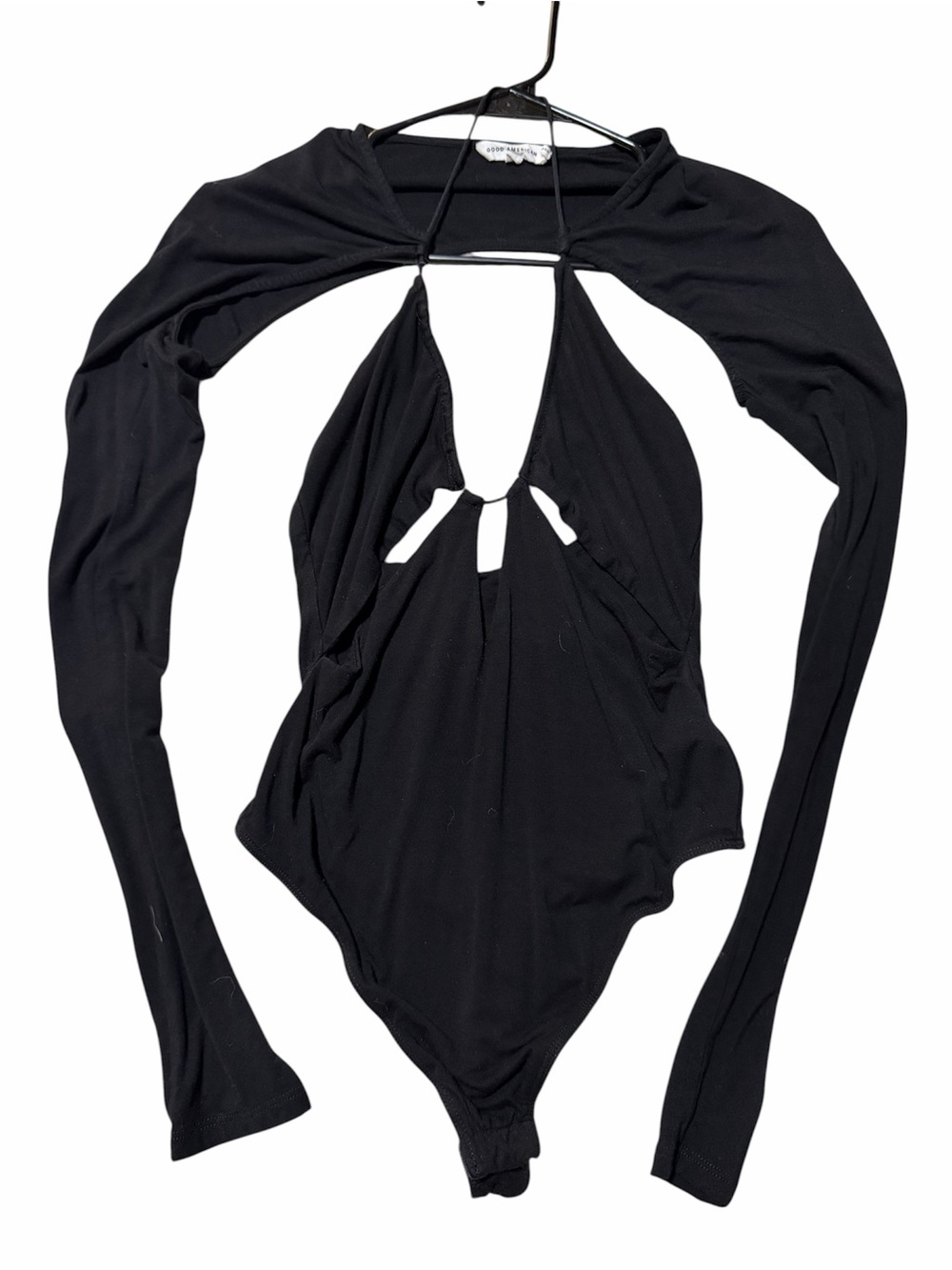 Good American Black Cutout Long-Sleeve Bodysuit